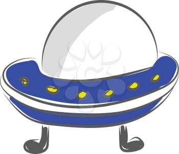 An alien spacecraft which has just arrived or ready to go vector color drawing or illustration