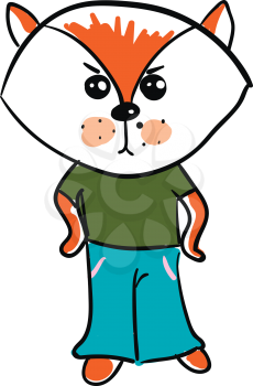 A man with angry fox face depicting the cunningness in humans vector color drawing or illustration