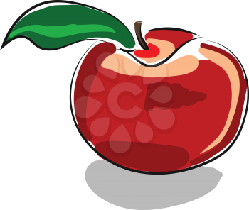 A caricature of a red apple about to be consumed vector color drawing or illustration
