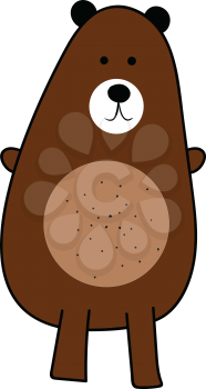 A sketch of a big brown bear standing alone vector color drawing or illustration