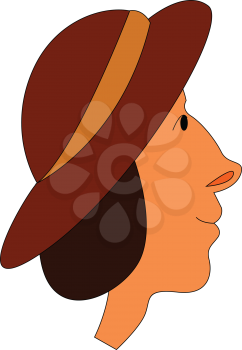 woman facing sideways wearing a large traditional hat vector color drawing or illustration