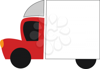 A big red car with a trailer attached to it which has four wheels vector color drawing or illustration