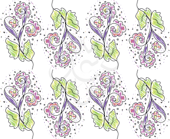 The texture of a regular pattern of spring with flowers in multiple colors vector color drawing or illustration 