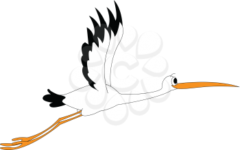 Clipart of a stock bird at flight in black and white color has a long and slender orange bill and feet with a bulging eye vector color drawing or illustration 