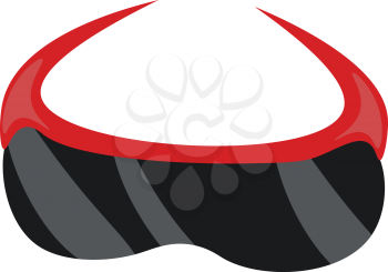 Clipart of an open pair of sunglasses with red fame lies on the surface and is ready to be picked by someone vector color drawing or illustration 