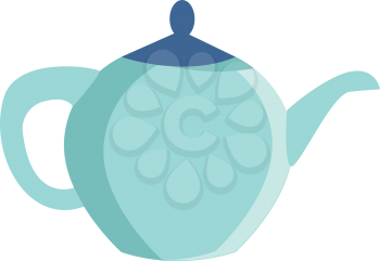 Clipart of a blue colored teapot with a handle spout and lid in which tea and coffee-based drinks are brewed and poured to a mug vector color drawing or illustration 