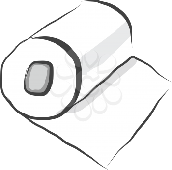 White colored bundle of toilet papers on a roll for wiping oneself clean after urination or defecation vector color drawing or illustration 