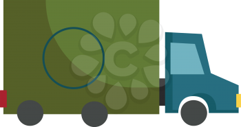 The side view of a blue and green colored truck designed to carry goods from one place to another vector color drawing or illustration 