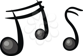 Two cartoon musical notes in black color that usually represent modern musical notation vector color drawing or illustration 