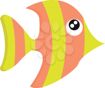 Beautiful cartoon fish in yellow and pink colors with bulging eyes and pointed nostril vector color drawing or illustration 