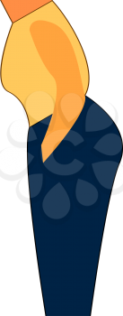 A young woman in a stylish hairstyle in a sleeveless yellow top and blue pant tucks her hands in her pocket while standing with eyes closed vector color drawing or illustration 