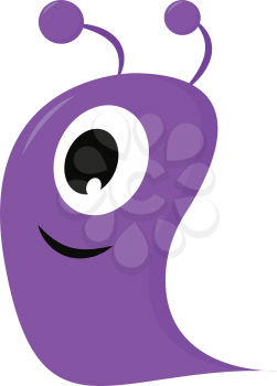 One-eyed smiling purple blob monster vector illustration on white background