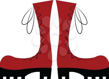 High red boots  vector illustration on white background
