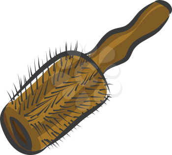 Brown round hair brush  vector illustration on white background