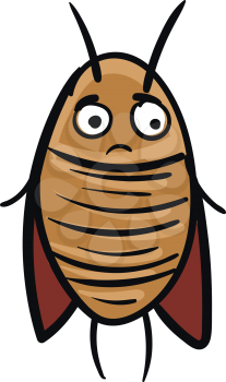 Sad brown cockroach  vector illustration on white background