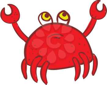 Sad red crab  vector illustration on white background