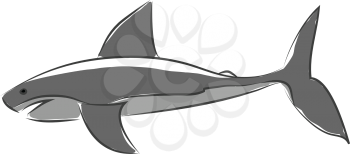 Simple cartoon of a grey shark vector illustration on white background