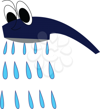Cartoon of a smiling blue shower head vector illustration on white background