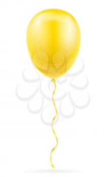 celebratory yellow balloon pumped helium with ribbon stock vector illustration isolated on white background