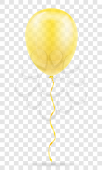 celebratory yellow transparent balloon pumped helium with ribbon stock vector illustration isolated on white background