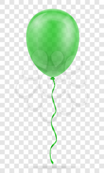celebratory green transparent balloon pumped helium with ribbon stock vector illustration isolated on white background