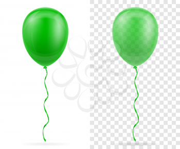 celebratory green transparent balloons pumped helium with ribbon stock vector illustration isolated on white background