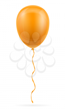 celebratory orange balloon pumped helium with ribbon stock vector illustration isolated on white background