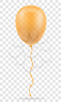 celebratory orange transparent balloon pumped helium with ribbon stock vector illustration isolated on white background