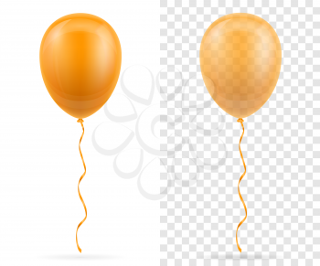 celebratory orange transparent balloons pumped helium with ribbon stock vector illustration isolated on white background