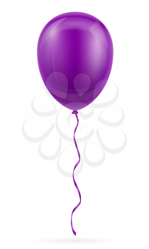 celebratory purple balloon pumped helium with ribbon stock vector illustration isolated on white background