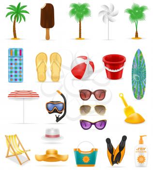 beach leisure objects stock vector illustration isolated on white background
