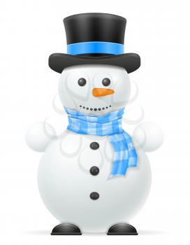 new year christmas snowman in a hat and scarf stock vector illustration isolated on white background