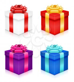 gift box with bow and ribbon stock vector illustration isolated on white background
