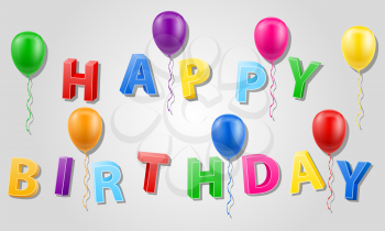 happy birthday inscription text 3d stock vector illustration isolated on white background