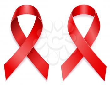 red ribbon aids awareness stock vector illustration isolated on white background
