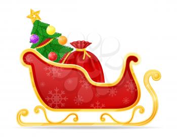 christmas santa claus sleigh stock vector illustration isolated on white background