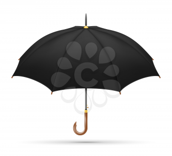 black classical umbrella from rain stock vector illustration isolated on white background