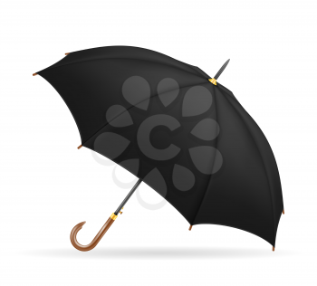 black classical umbrella from rain stock vector illustration isolated on white background