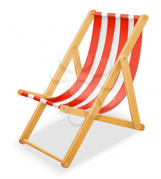 beach deck chair made of wood and fabric stock vector illustration isolated on white background