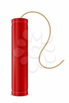 dynamite red stick with bickford fuse stock vector illustration isolated on white background