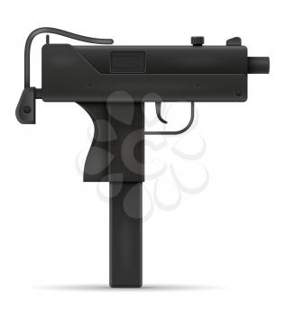 submachine machine hand gun weapons stock vector illustration isolated on white background