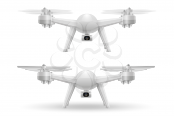 aerial mobile drone quadcopter smart quadrocopter for video and photo shooting stock vector illustration isolated on white background