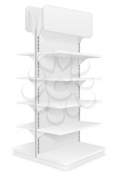shelving rack for store trading with a sign to advertise goods and products empty template for design stock vector illustration isolated on white background