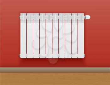 radiator heating space with hot on the wall water stock vector illustration