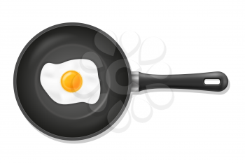 fried roast egg in a pan skillet stock vector illustration isolated on white background