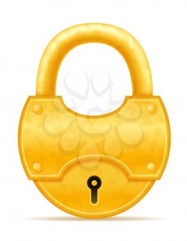 golden vintage lock stock vector illustration isolated on white background