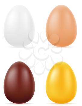 set of realistic eggs natural chocolate and gold stock vector illustration isolated on white background