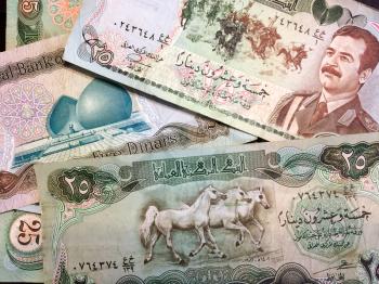 Foreign money cash bills on table iraq