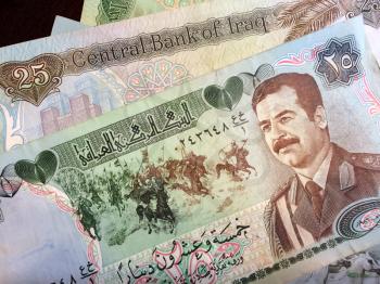 Foreign money cash bills on table iraq