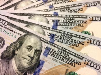 American one hundred dollar bills with Benjamin Franklin